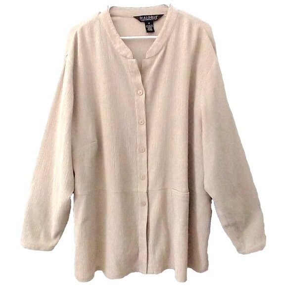 Dialogue Tunic Crinkle Cotton Blend Drop Shoulder Long Sleeves Relaxed Fit - 2X - Picture 1 of 8